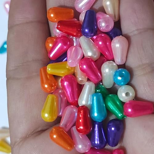 Miniatura 3 de 100 cuentas sueltas de lágrima de 0.236 x 0.394 pulgadas, cuentas de perlas de gota de agua para bricolaje, joyería de cuentas de imitación ABS
