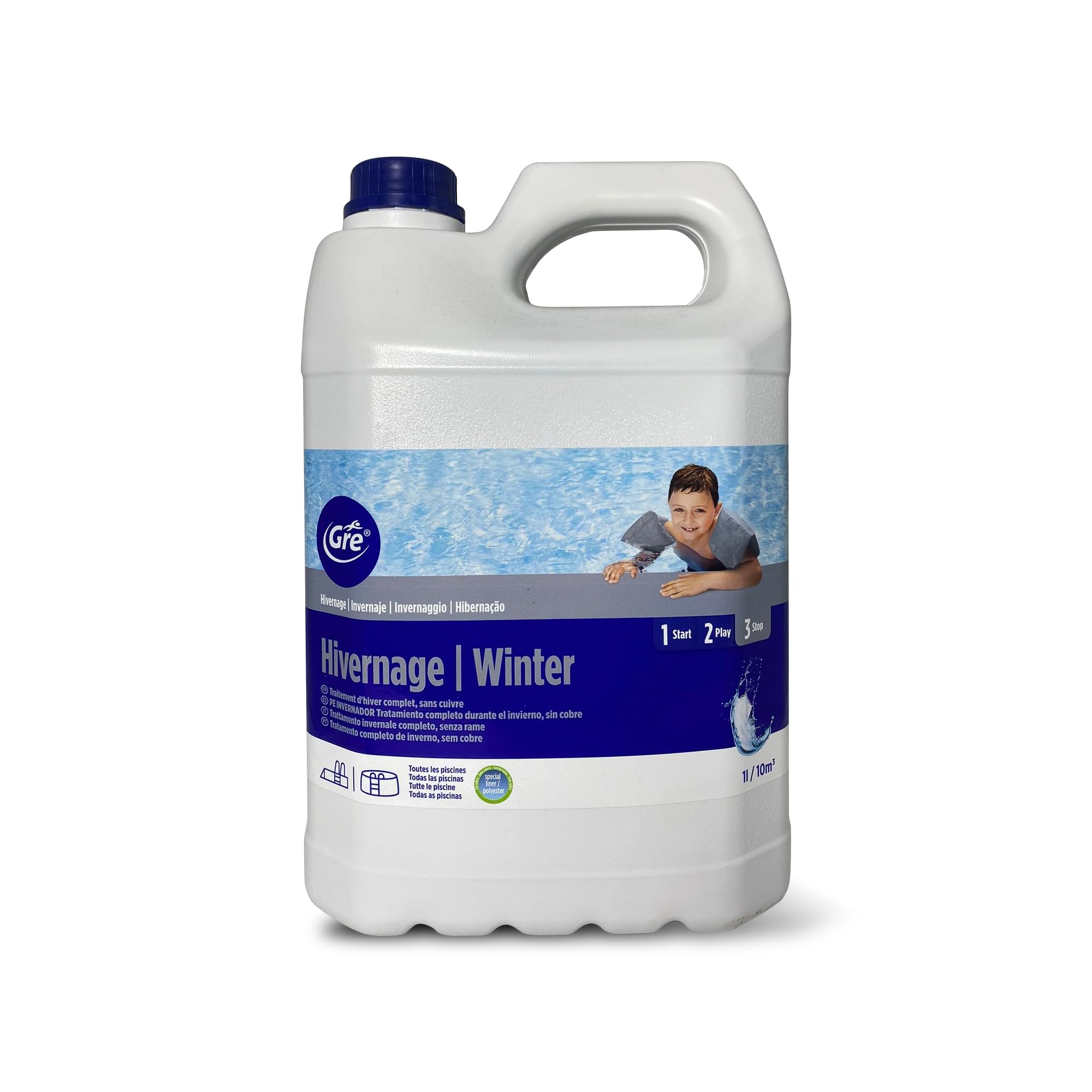 Gre - 76051 Invernant Liquide pour Piscines 5L – Traitement Hivernage, Protège Eau, Prévient Algues et Dépôts Calcaires