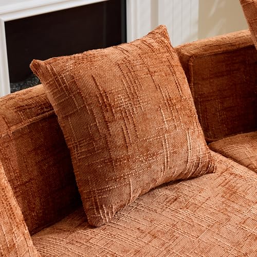 Image of 109-Inch Curved Boneless Modular Sofa Compressed 4-Seat Cloud Couch with 4 Pillows, Modern Curved Boneless Foam Sofa Floor Deep Seat Cloud Couch for Living Room Bedroom
