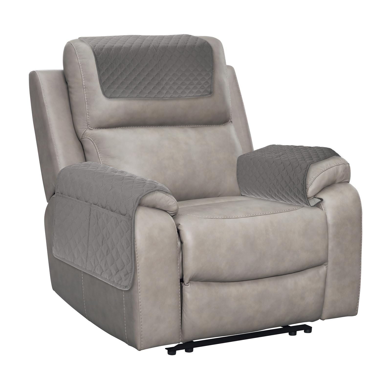 sourcing map 3 PCS Armrest Covers, Couch Arm Cover Furniture Protect Slide Recliner Chair Armchair Covers with Side Storage Pocket for Sofa Recliner, Light Grey