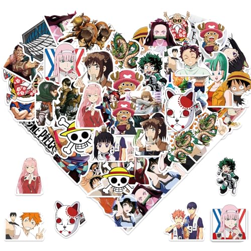 100PCS Japanese Anime Mixed Funny Cartoon Waterproof Sticker for Water Bottles Cartoon Characters Stickers for Kids, Toddlers, Teens, Girls, Adults (Japanese Anime)