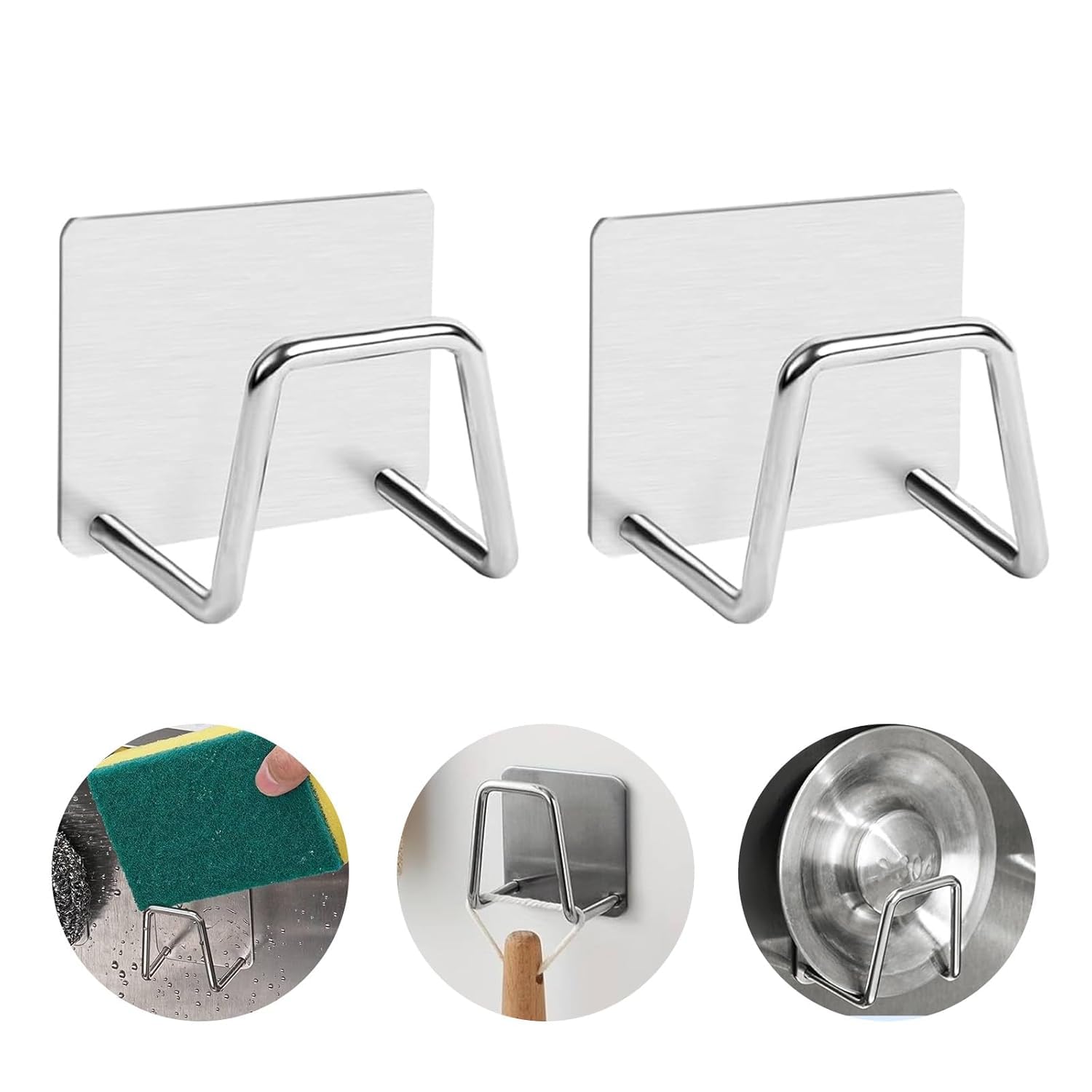 Adhesive Stainless Steel Kitchen Sink Sponge Holder – Rustproof, Waterproof Organizer Rack for Scrubbers, Brushes & Dish Sponges (1 Pc)-image-11