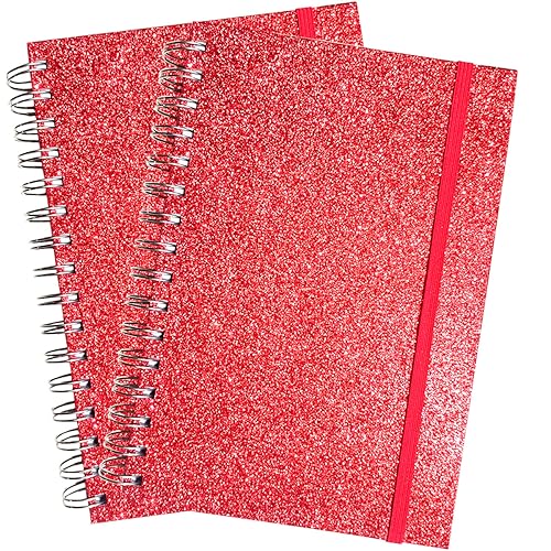Carnet à spirales pailleté lot de 2 journaux intimes lignés pour femme