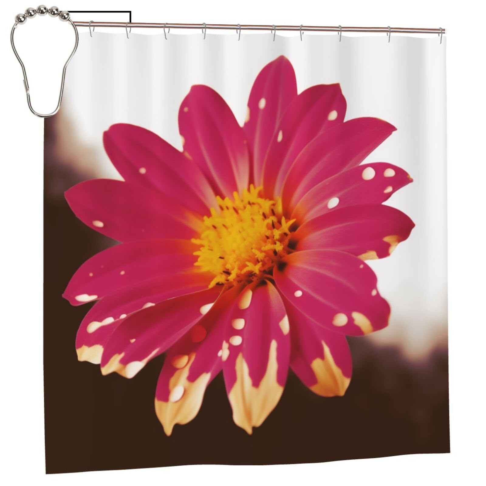 BWWHCCTI Flower printing Printed Shower Curtain With 12 Iron Hooks Opaque Quick Drying Waterproof Shower Curtains Sets For Bathroom 183x183 CM