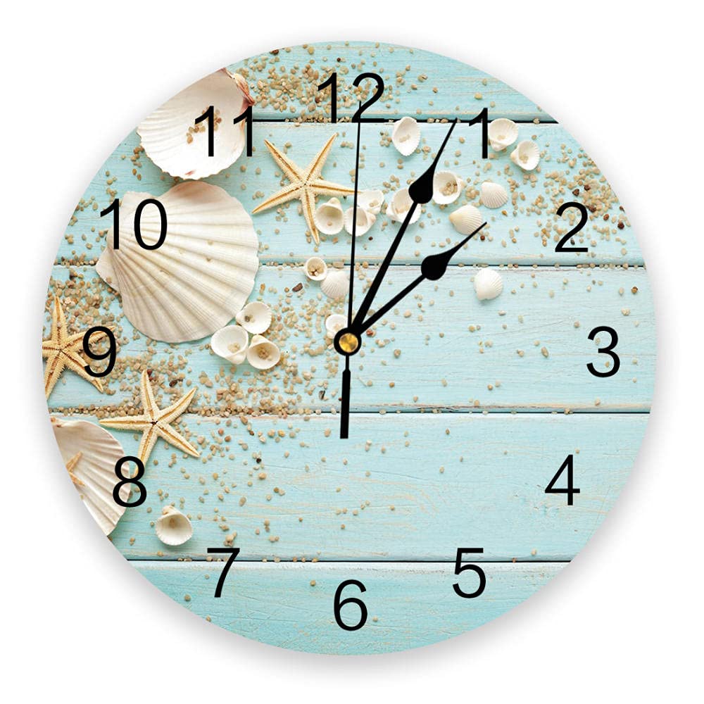 Conchiglie di Mare Legno Sfondo Orologio da Parete A
