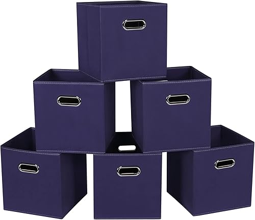 Vista 30 de Contenedores de Almacenamiento de Tela, Organizadores de Cubos de Tela con Asas Dobles, Cestas de Almacenamiento de Cubos Plegables para el Hogar