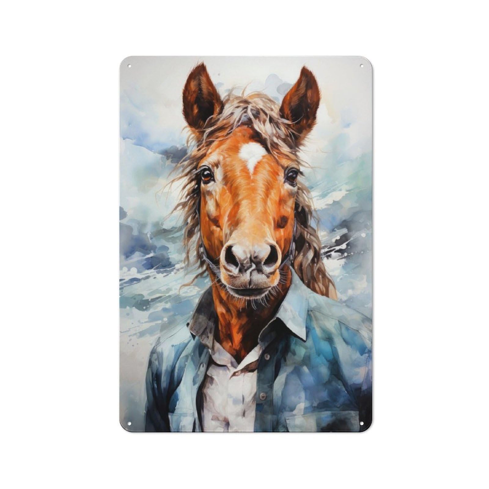Junmoney Animal Horse Industrial Metal Sign 30X20cm, Clean Industrial Loft Wall Plaque For Modern Home, Workshop, Office Or Cafe
