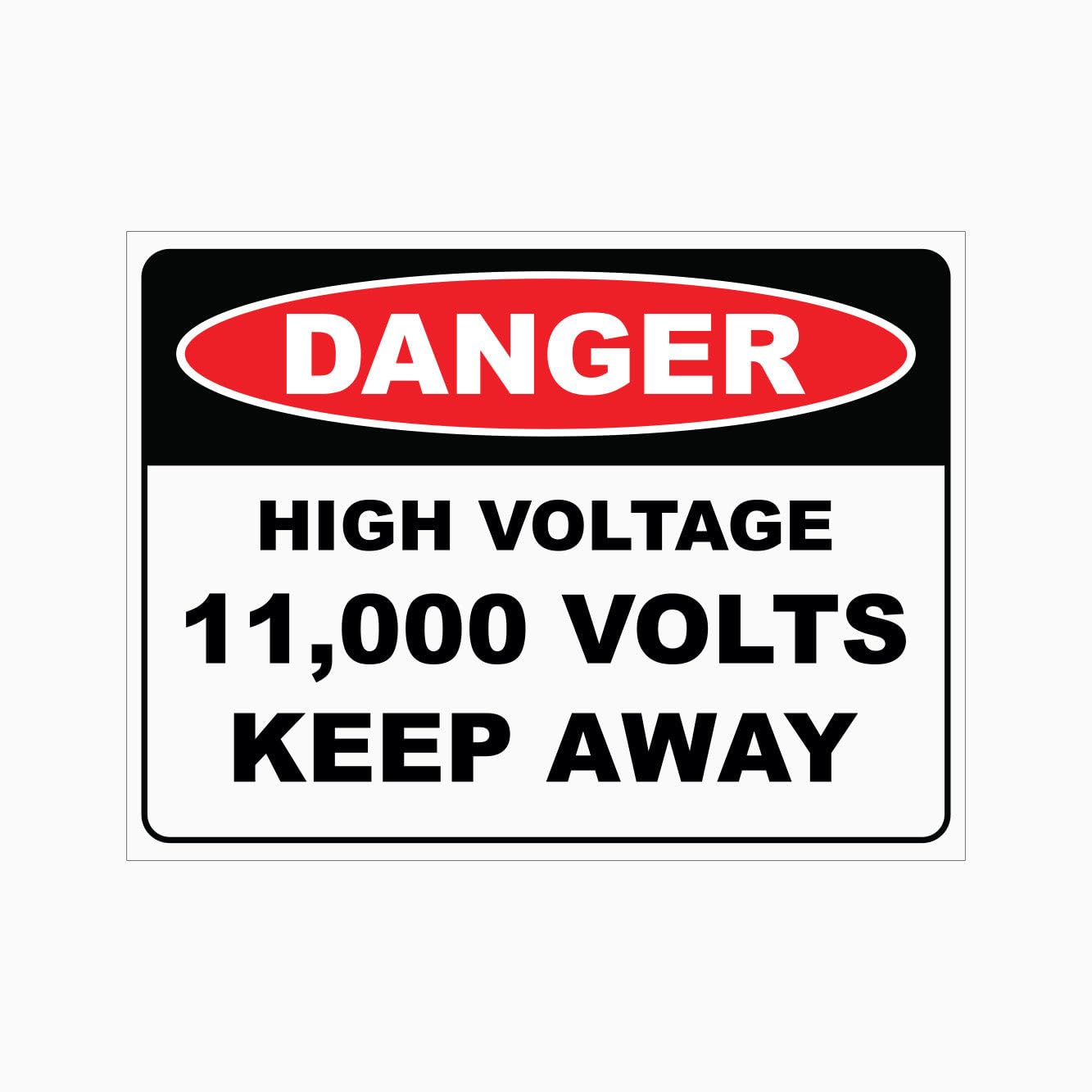 DANGER HIGH VOLTAGE 11,000 VOLTS KEEP AWAY Sign, 12x8 Inch Metal Tin Sign, High Power Electrical Safety Warning Plaque