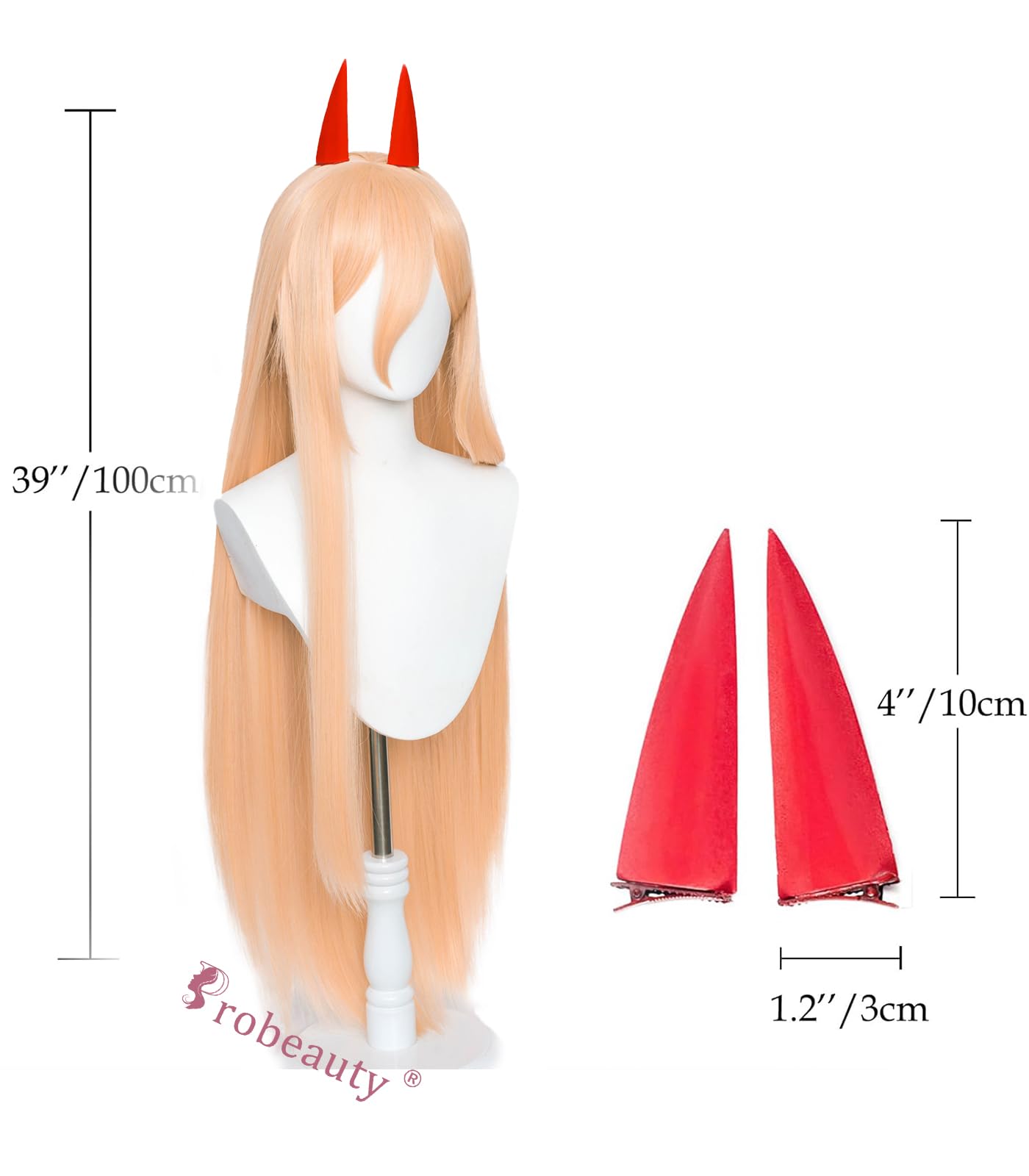 Amazon.co.jp: Probeauty オレンジパワーコスプレウィッグと角付き