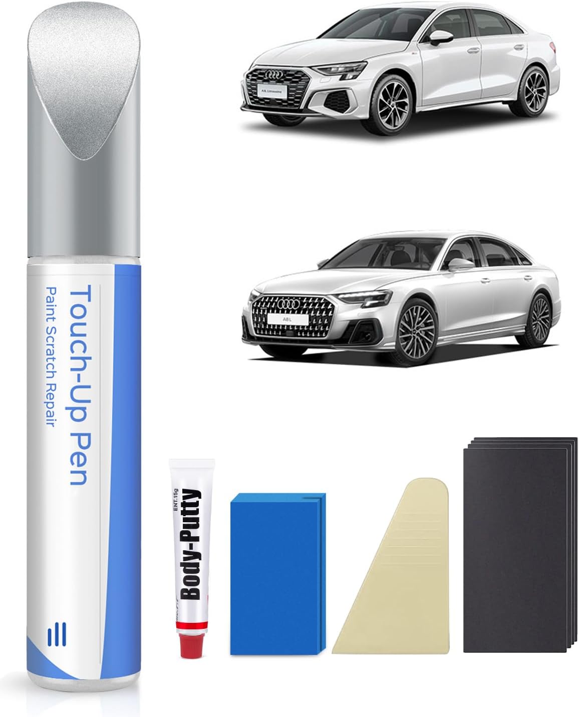 Ibis White(LY9C) Touch Up Paint Repair Kit Compatible with Audi - DIY Kit Exactly Matches Chips and Nicks