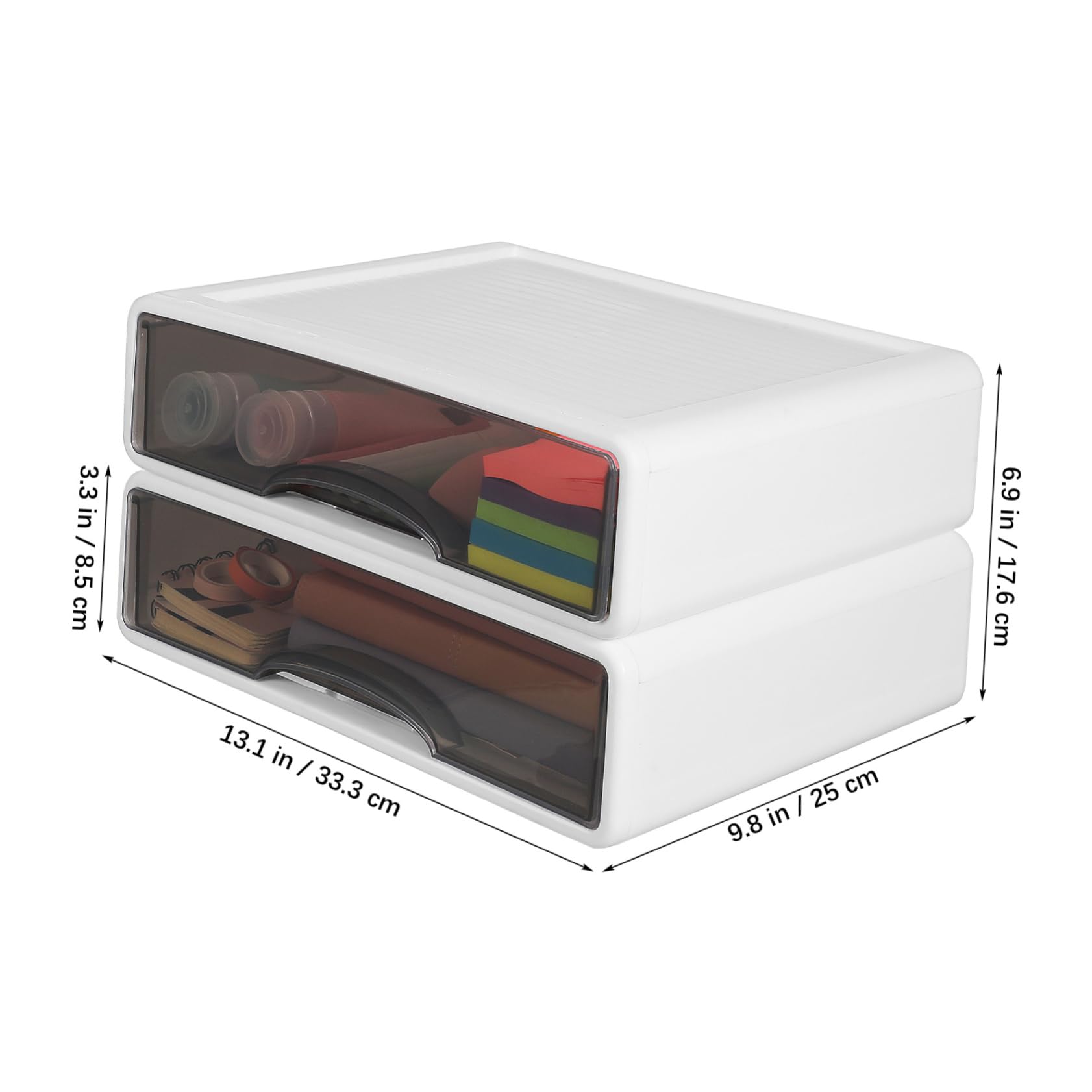 2pezzi Organizer Da Scrivania Impilabile Per Materiale Da Ufficio e Cosmetici Ampio Spazio Di Archiviazione Design Con Scorrevoli