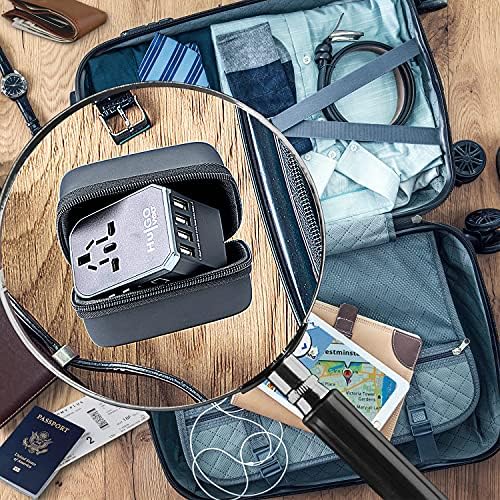 HulGO Volt Worldwide-Travel-Adapter, Universal-Plug Adaptor For Multiple Devices - 4 USB Ports with 5.6A Fast Charging - 1 Type C 3.0A Charger, International-Power-Adapters All In One WITHOUT led logo