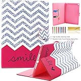 iPad Air 2 (2014 Release) Case, Dteck(TM) Fashion Slim Flip Folio Cute Cartoon Stand Case with {Card Slots} Protective Synthetic Leather Wallet Tablet Cover for Apple iPad Air 2(Red Waves)