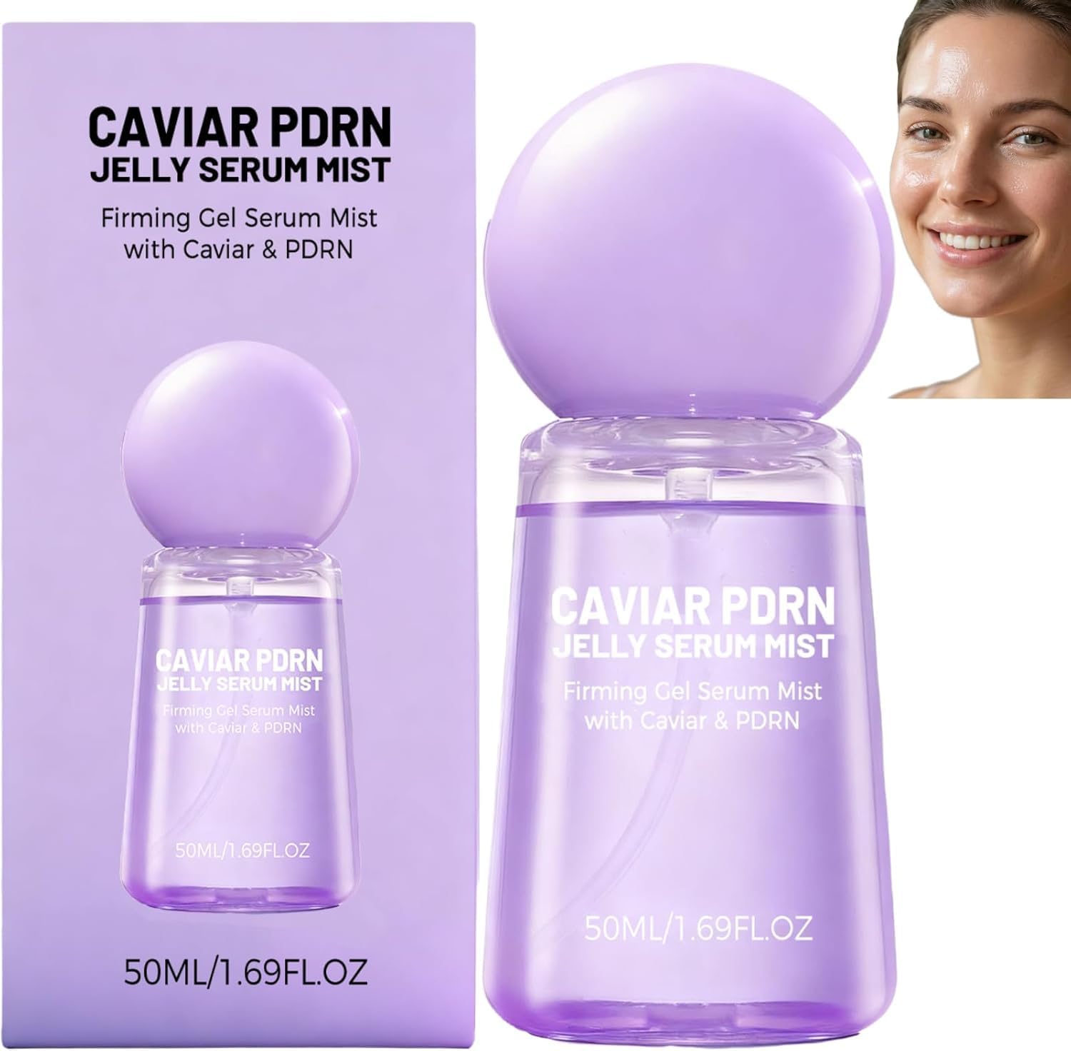 Caviar PDRN Jelly Serum Mist,Anti-Aging Face Spray,Hydrating Face Mist & Revitalizing Face Spray,Long-term Moisturizing,for Glowing Skin, 50ml