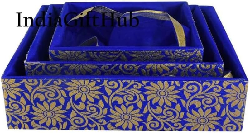 India Gift Hub Hamper Baskets & Dry Fruits Storage, Trousseau Combo Tray for Gifting, Set For 3. (Yellow)