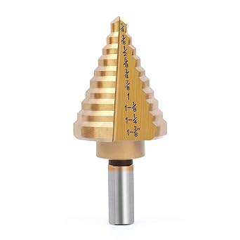 Titanium Step Drill Bit, Zhushan Titanium High Speed Steel Drill Cone Bits,Double Cutting Bladesfor Sheet Metal Hole Drilling Cutting1/4 to 1-3/8 Inches Total 10 Step Sizes