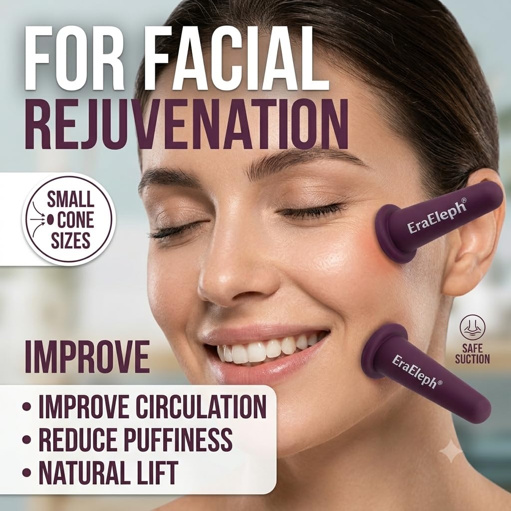 Facial Cupping Set, Silicone Face Cups for Anti-Aging, Purple, 4 Pieces