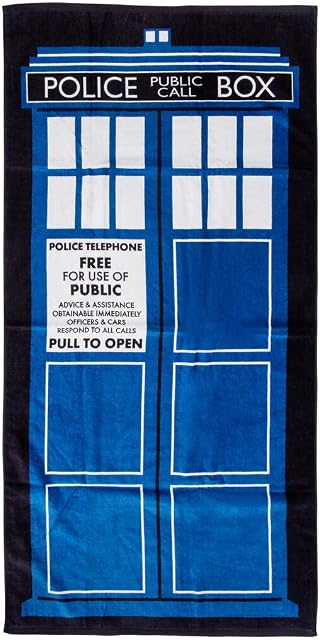 getDigital Police Call Box Bath Towel - Large XXL Beach Towel for Geeks, Nerds and Sci-Fi Fans - 140 x 70 cm 100% Cotton Blue