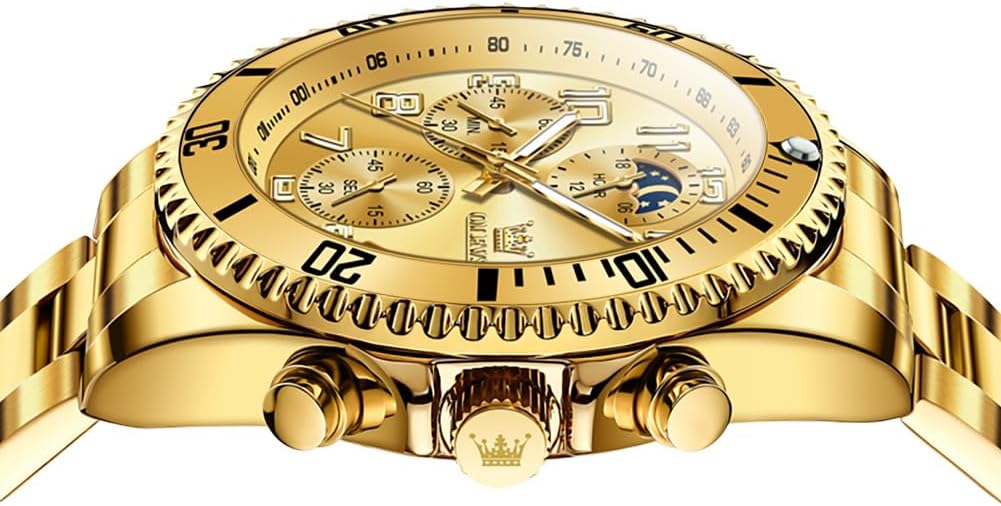 OLEVS Watches Men Waterproof Luxury Big Face Mens Watch Stainless Steel Day Date Quartz Analog Dress Watches for Men Luminous Relojes De Hombre (Green/Blue/Black/Gold) - Image 9