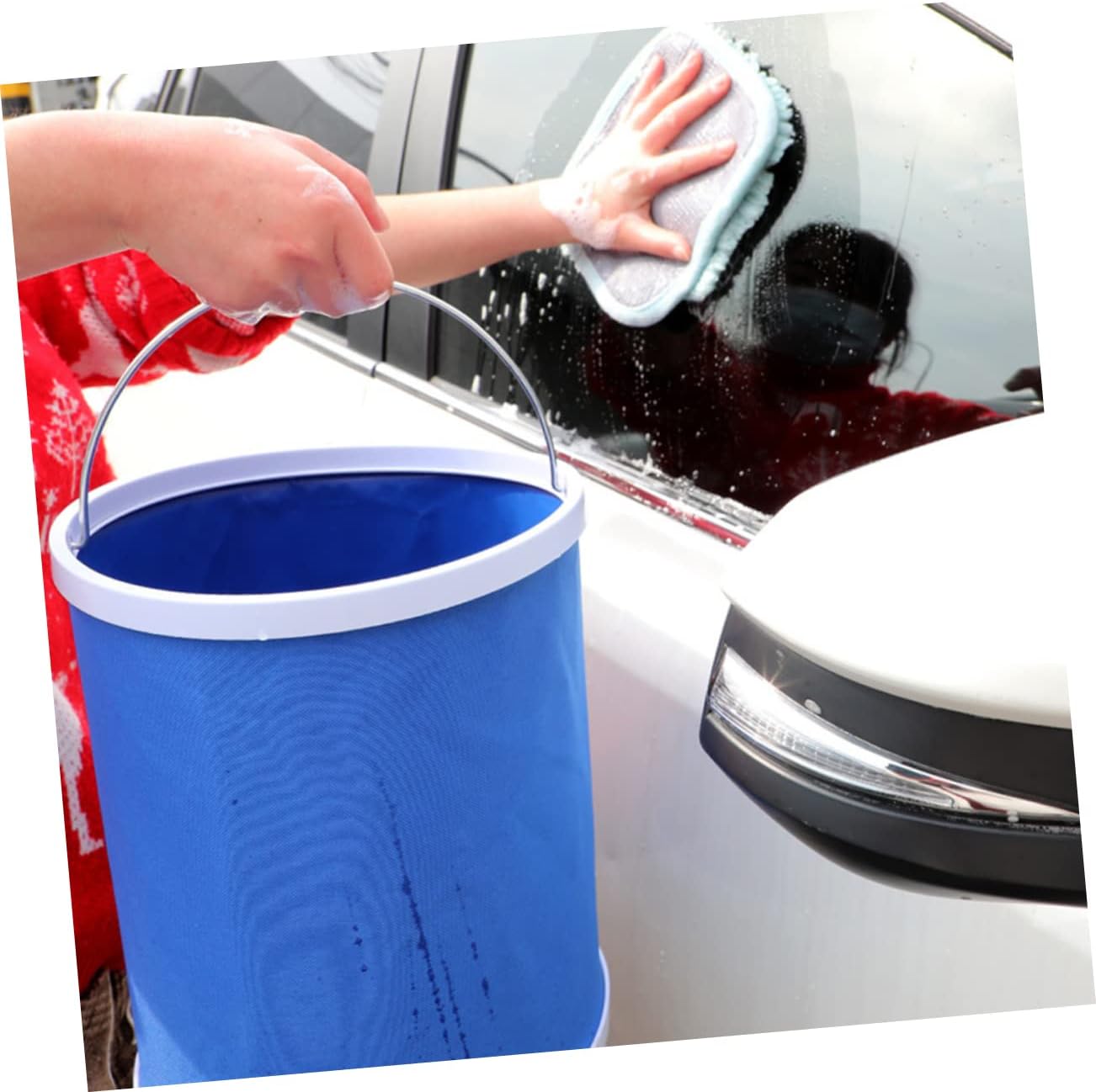 Large Capacity Car Wash Bucket Collapsible Wash Bin Outdoor Water Container Portable