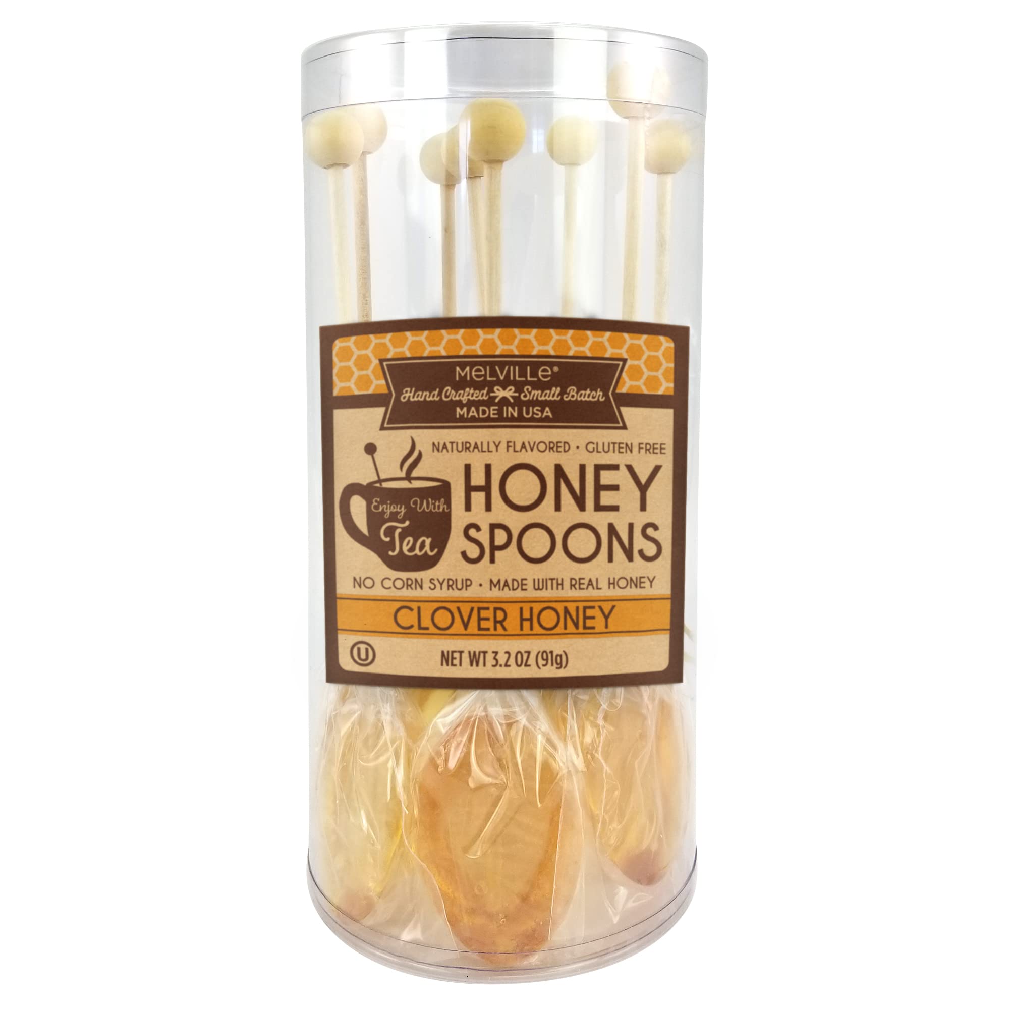 Melville Candy Gourmet Honey Spoons Naturally Flavored Stirrers for