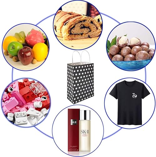 Miniatura 5 de ADIDO - Bolsas de papel rojo EVA con puntos blancos de papel kraft con asas bolsas de papel para niños, cumpleaños, bodas, fiestas y fiestas (8.2 x