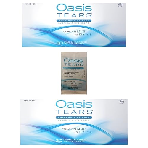65viales Oasis lágrimas preservative-free lubricante gotas para los ojos (2cajas, viales de 30cada uno y uno 5Vial paquete)
