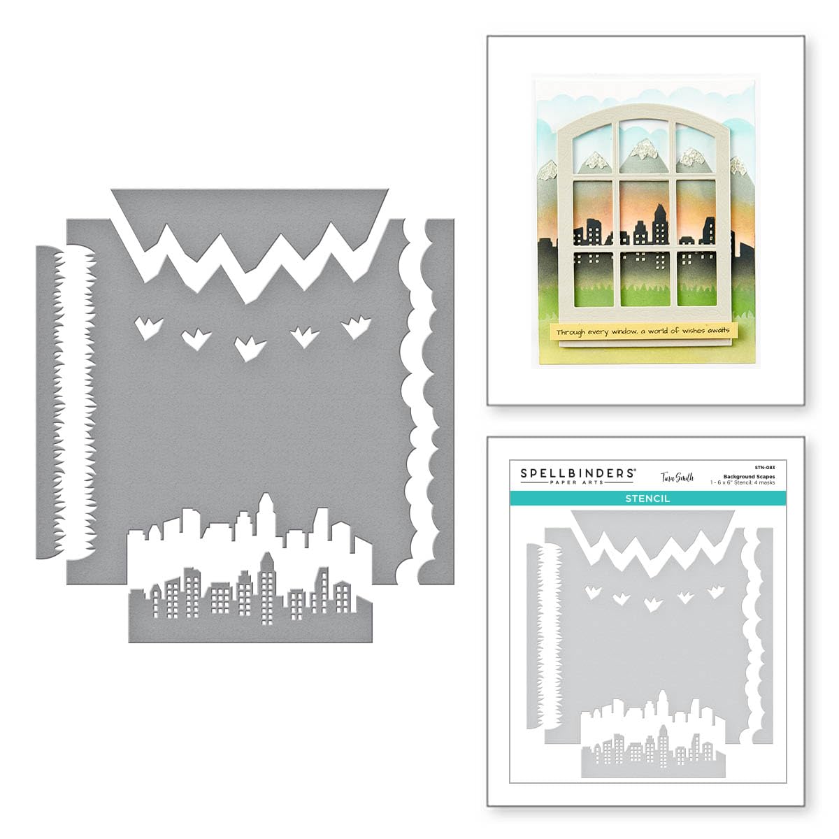 Spellbinders Background Scapes Stencils, Clear - Image 2