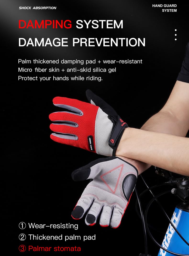 SUJAYU Fullfinger - Guantes de ciclismo para hombres y mujeres, guantes de bicicleta de dedo completo para pantalla táctil, accesorios de bicicleta, guantes para bicicleta de hombre, guantes de