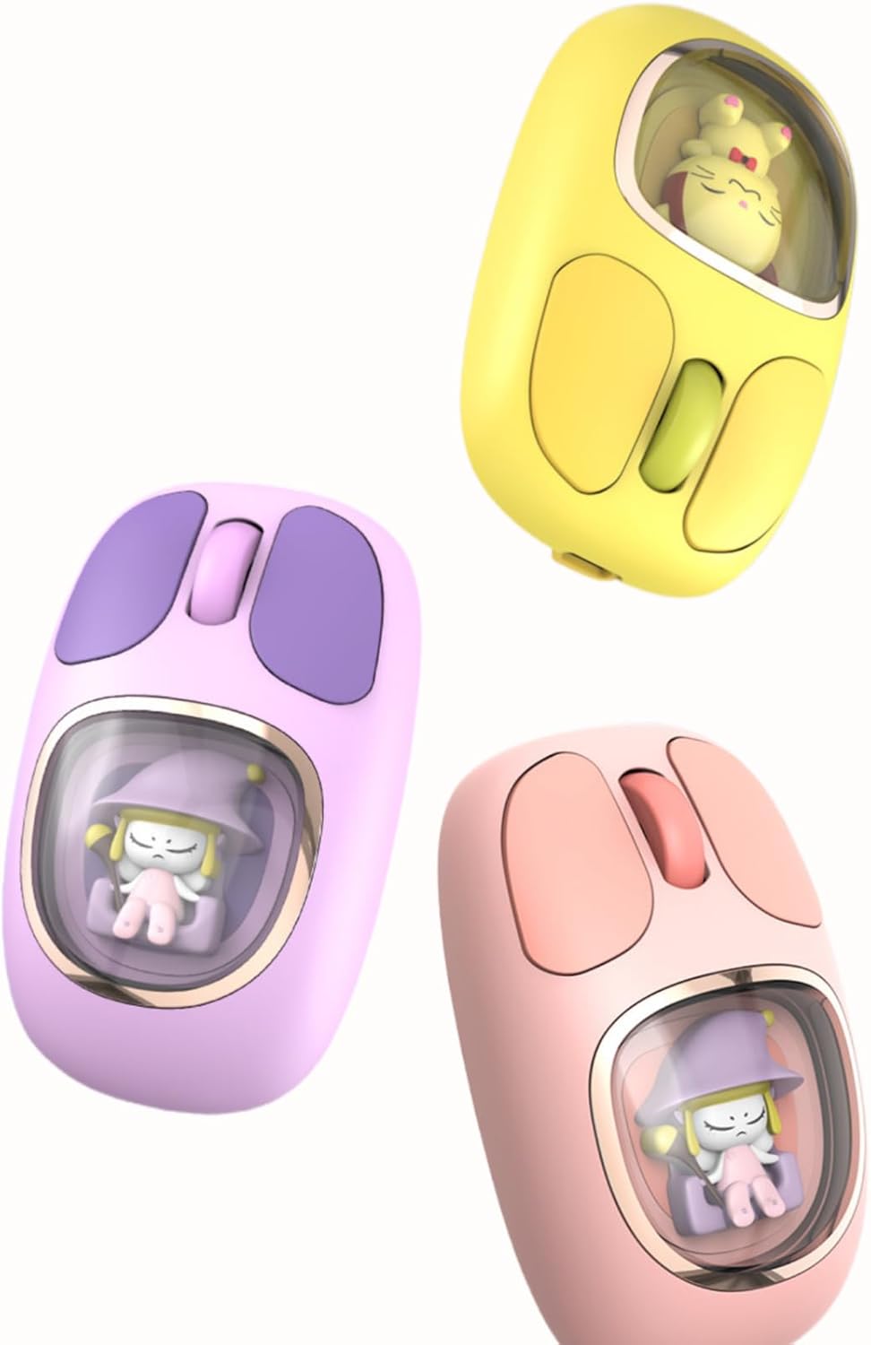 Tangxi Cute Wireless Mouse, 2.4G BT3.0 BT5.0 Tri Mode Bluetooth Mouse, Silent Operation & Ergonomic with RGB Backlight, for Laptops Tablets Computers Working Gaming (Yellow)