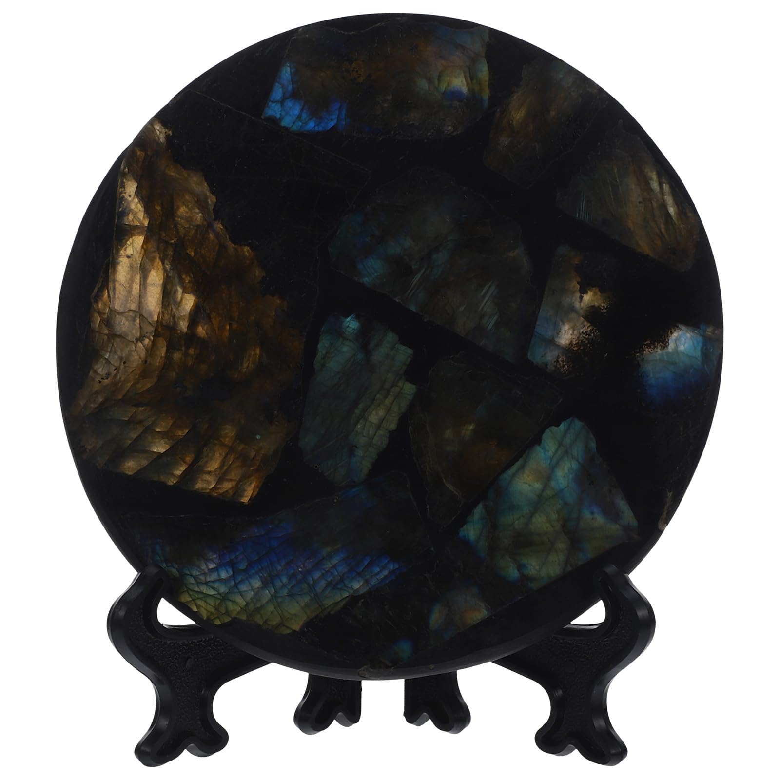 Labradorite naturelle ronde avec support pour décoration de maison unique
