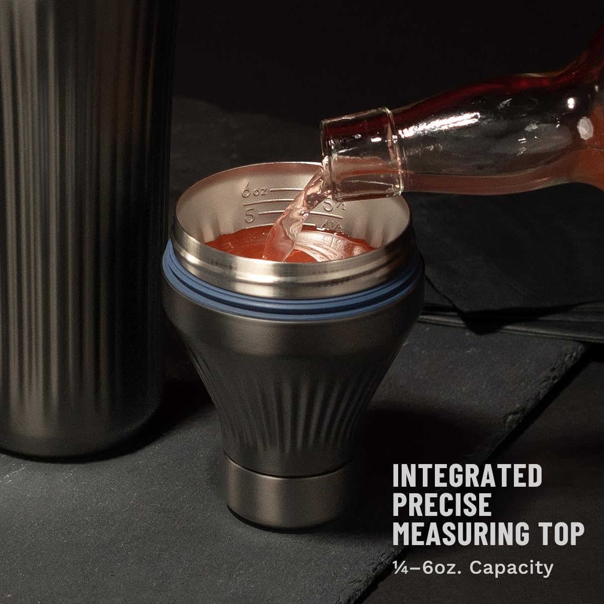 Elevated Craft Diamond Edition Hybrid Cocktail Shaker Set - Premium Vacuum Insulated Gunmetal Black, 28 oz, Includes Built-in Strainer, Precise Measuring Top & XL Polishing Cloth - Martini Shaker