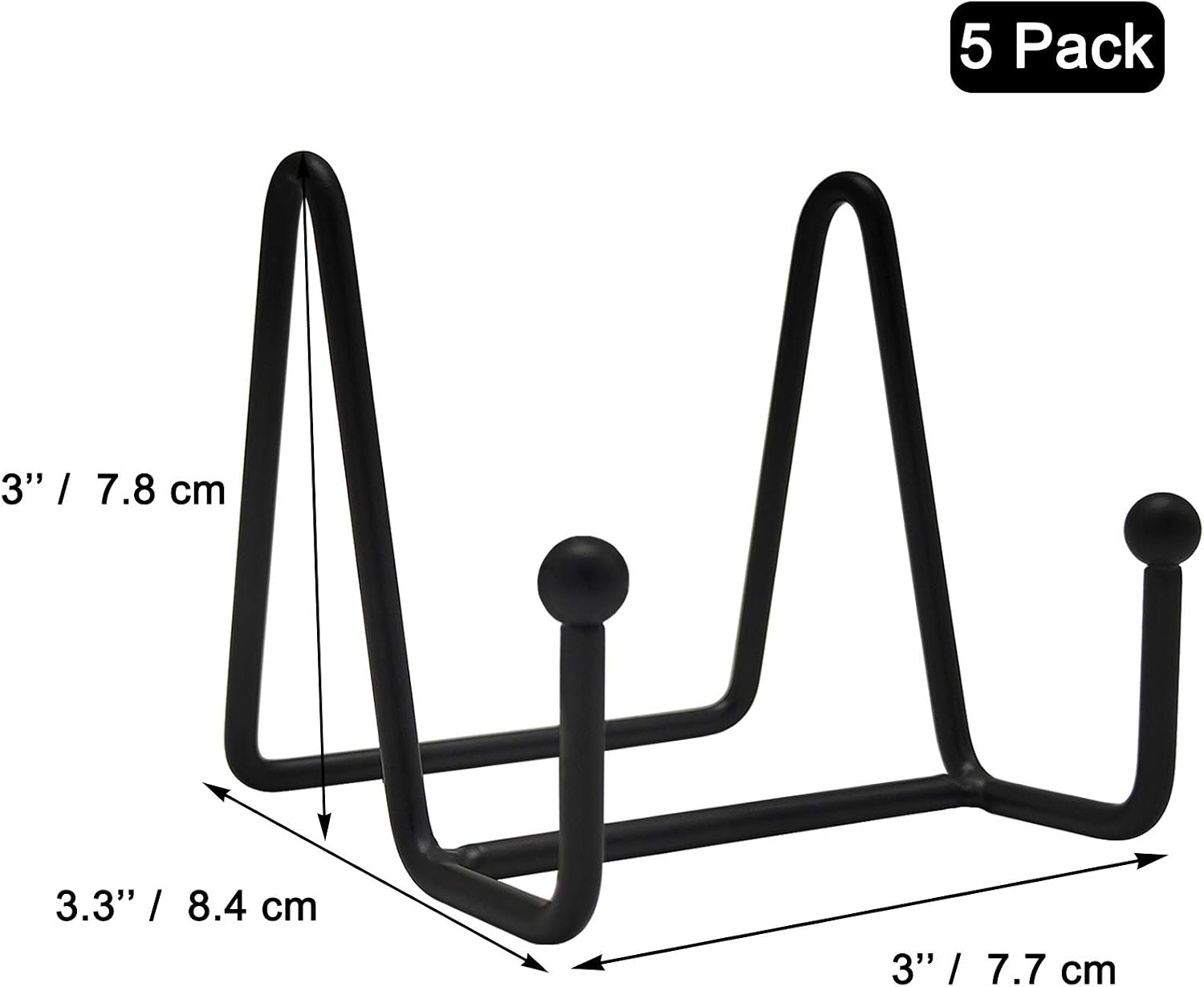 Cerpourt Plate Stands for Display,Black Iron Easel Plate Display Photo Holder Stand, Displays Picture Frames, Decorative Plates, Tablets and Art (5 Pack 3 Inch)