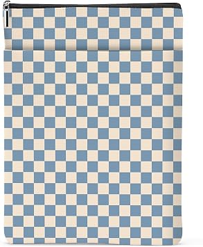Blue Plaid Book Lovers Gifts Book Sleeve Vintage Checkered Waterproof Book Cover Book Pouch Book Protector with Front Pocket Book Club Christmas Birthday Gifts for Women Girl Reader Book Accessories