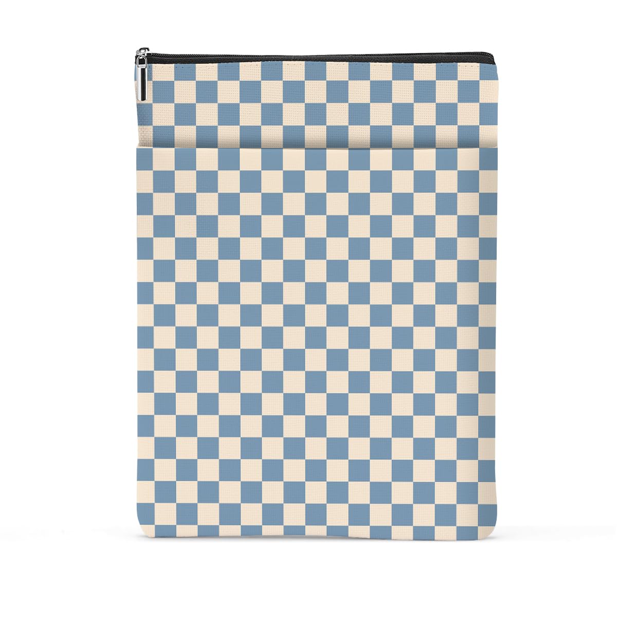 Blue Plaid Book Lovers Gifts Book Sleeve Vintage Checkered Waterproof Book Cover Book Pouch Book Protector with Front Pocket Book Club Christmas