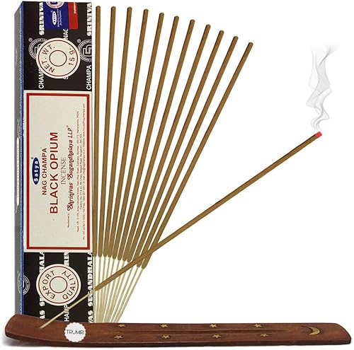 Vista 96 de Satya Sai Baba Nag Champa - Varitas de incienso de 0.53 oz y soporte - Paquete de 6 (aproximadamente 90 varillas)