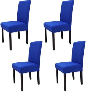 4 Piezas Fundas de Sillas de Comedor, Elásticas y Modernas Funda Asiento Silla, Desmontables Lavables Cubiertas para Sillas para Comedor Hotel Banquete de Boda Decoración (Azul Real)