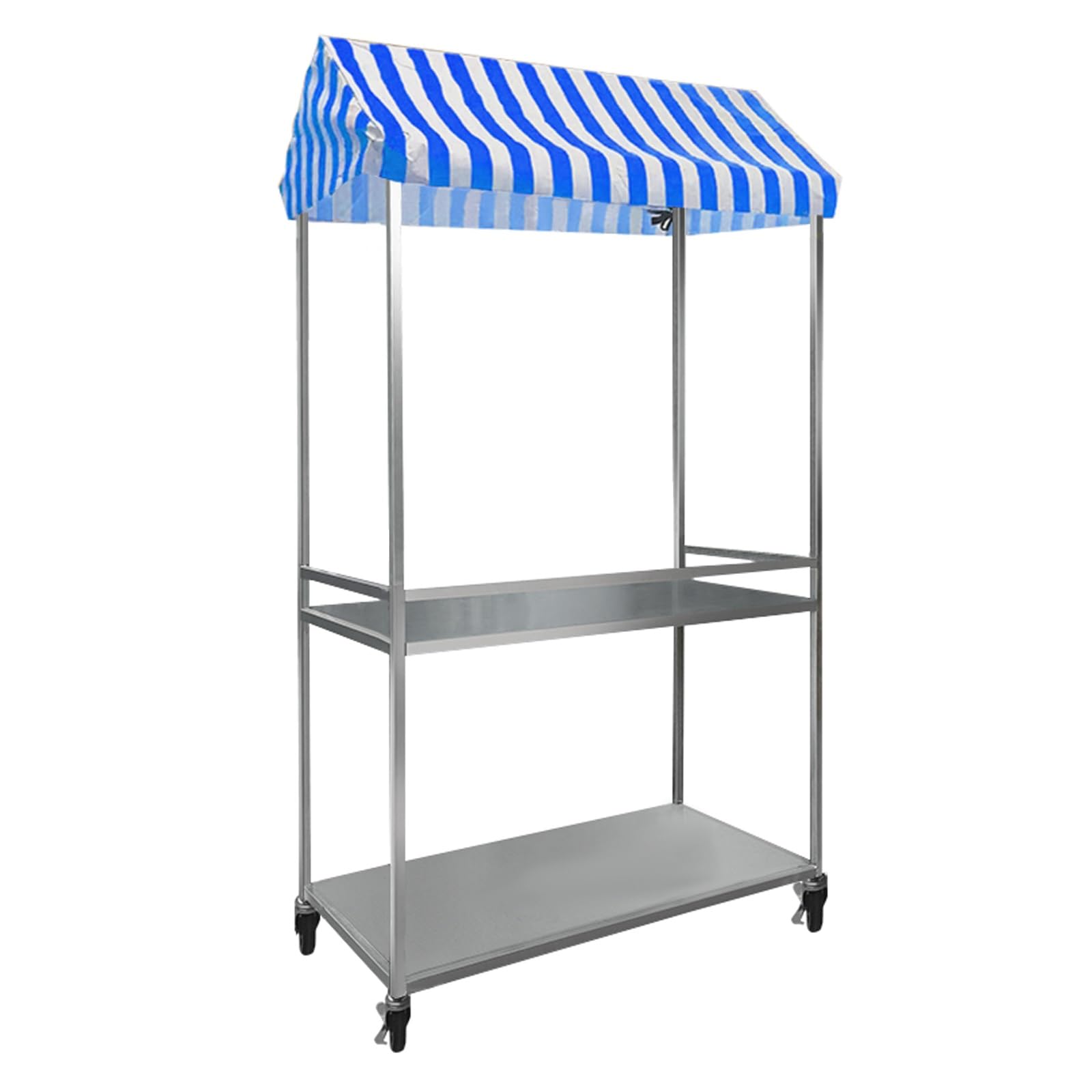 OLSKFUH Ice Cream Vending Cart - Movable Stall Display Stand On Wheels With Canopy For Markets And Events,Blue-100cm/39.3in