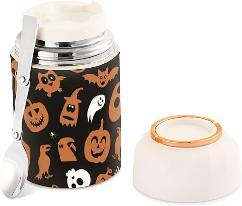 Miniatura 2 de Halloween Design Kids Womens Lunch Insulated Jar with Spoon 17oz500ml Food Containers For Hot Food Stainless Steel Vacuum Wide Mouth Flask Insulated