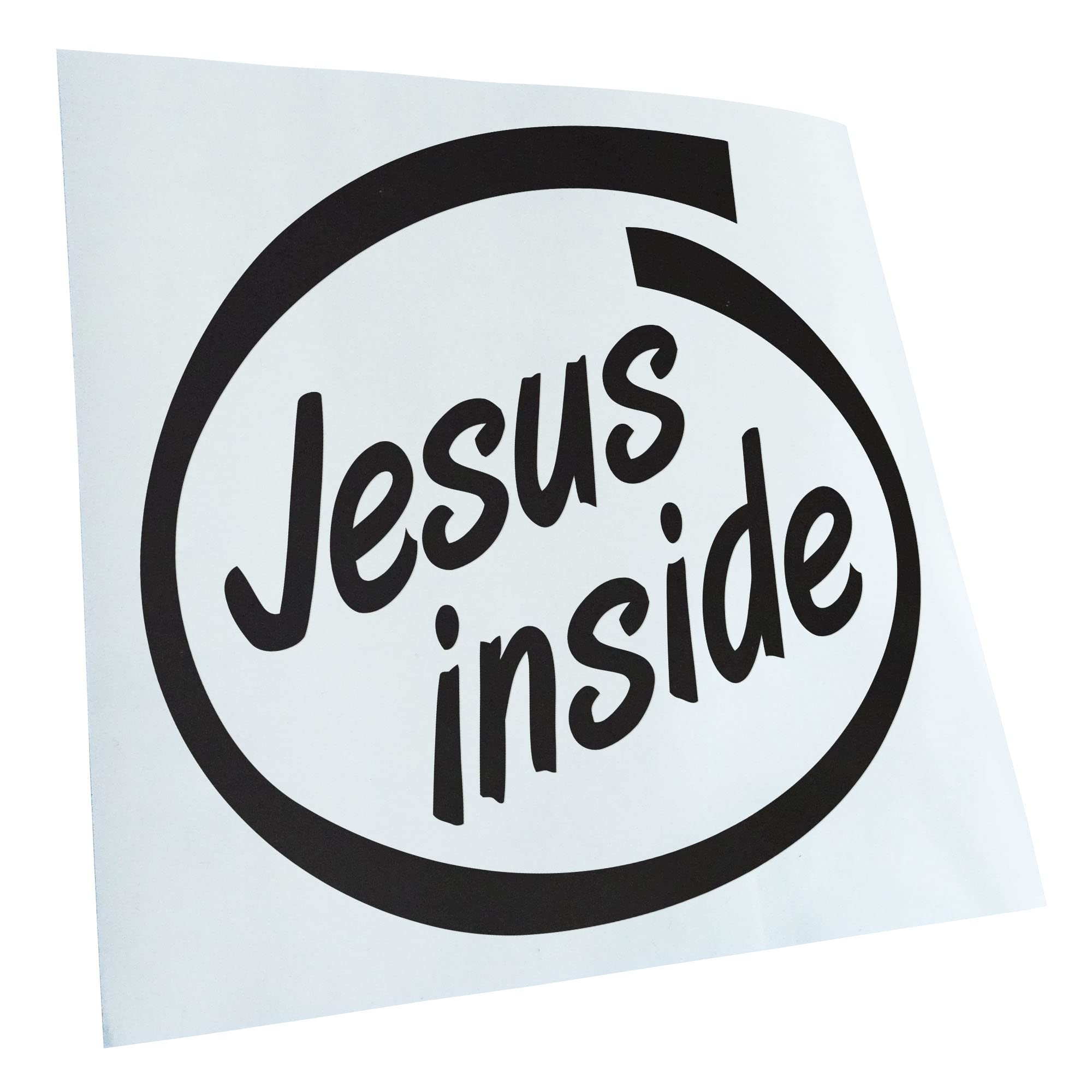 Kiwistar - Car Sticker - Matt Black - 10 x 10 cm Jesus Inside Car Sticker for Car, Laptop, Bicycle, Truck, Motorcycle, Multicoloured JDM Decal Racing
