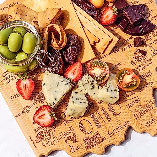Totally Bamboo Destination Ohio State Shaped Cutting Board, Charcuterie and Cheese Serving Board – Ohio Gift for Home Décor or Everyday Kitchen Use - Image 5