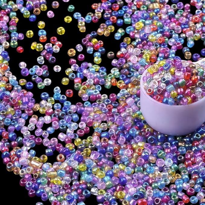 Fiozroor 75grams Colorful Glass Seed Beads 4mm Small Craft Beads