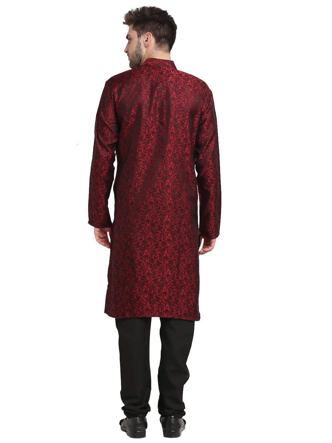 Jompers Men Woven Design Kurta With Churidar. (Maroon, Xl)