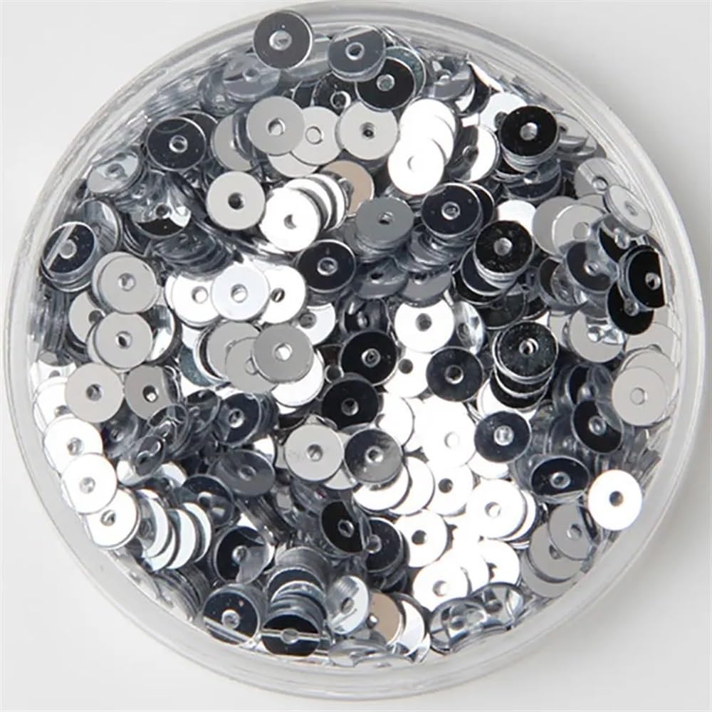 3mm 4mm 5mm 6mm 8mm 10mm Sequins Flat Round Loose Sequins Crafts Sequins Suitable for Sewing Clothes Decoration DIY Accessories Sequins(Silver,8mm 20g) โ image 1
