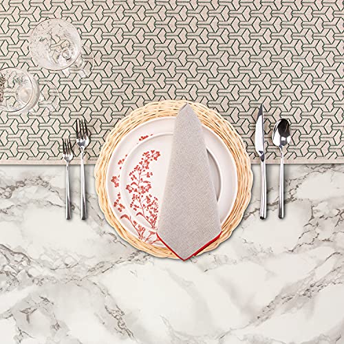 Boho Table Runner 72 Inches Long Beautiful Rustic Farmhouse Style. Traditionally Woven With 100% Cotton, Original Pattern, Knotted Tassels, Special 2-Sided In 9 Favorite Colors (Sand/Emerald) #TOP4