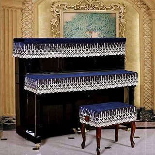 Juego de 3 fundas protectoras antipolvo para piano vertical de 150 cm y taburete, diseño elegante a prueba de polvo, color azul marino