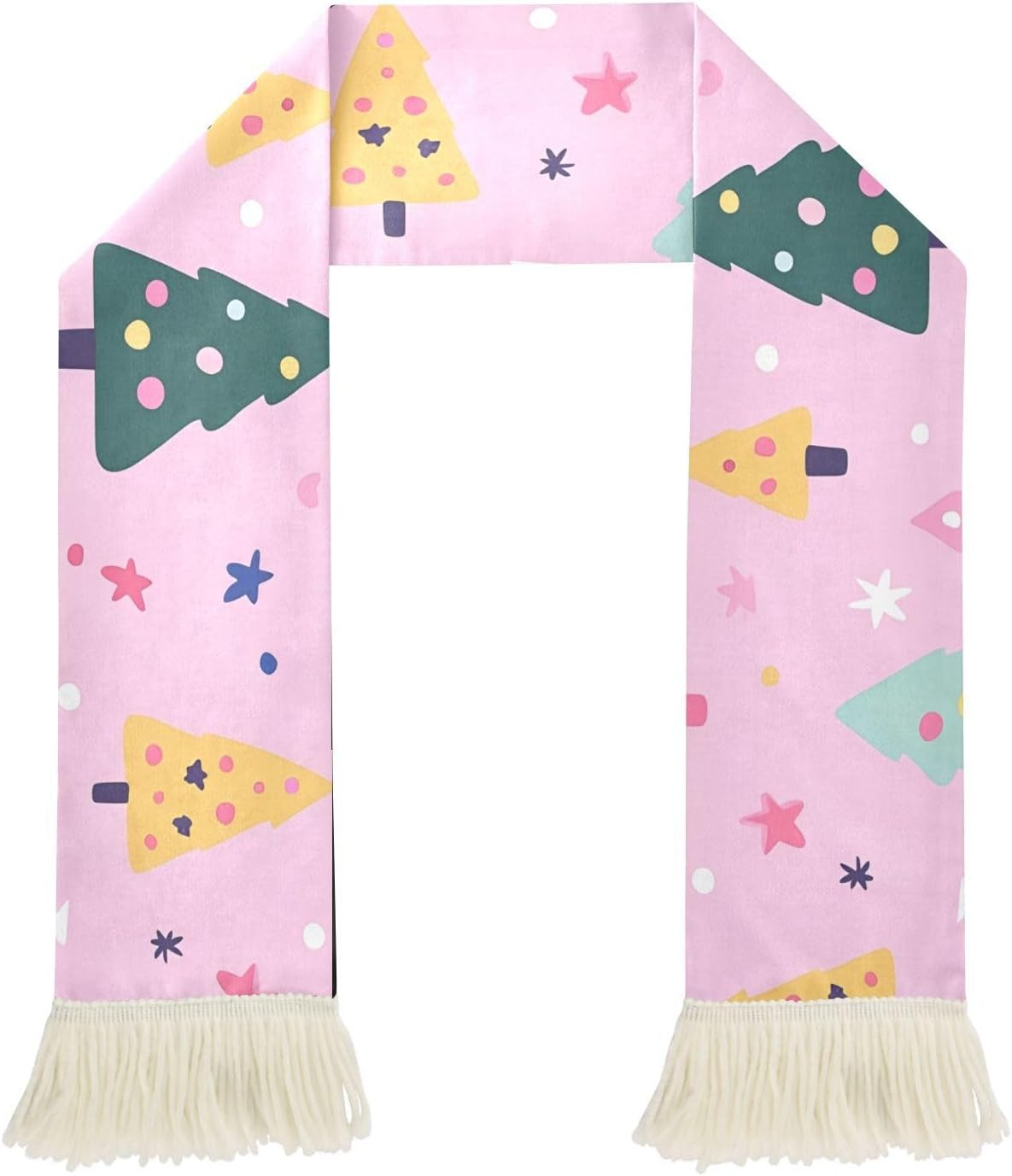 CHIFIGNO Trees Stars Pink Sports Fan Scarf for Soccer Games, Soft Polyester Sweat Towel Wrap with Fringe Ends, Quick Dry Cheering Scarf