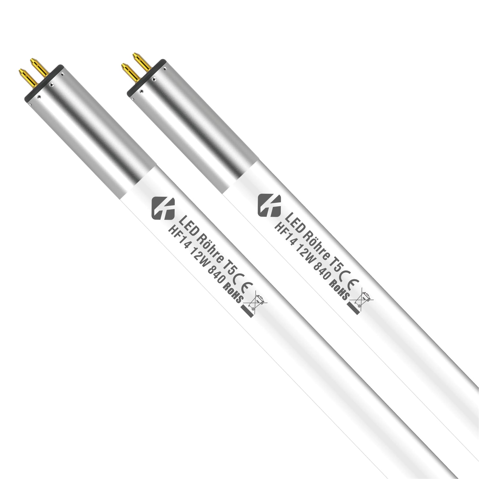 KENIU T5 LED Tube, Plug and Play, 549mm 4000K 1650lm 12W=HO24W/HE14W, Compatible with ECG/EB & CCG/MB Ballasts, Ideal for Kitchen Under Cabinet Lighting, Office & Commercial Use, 2-Pack