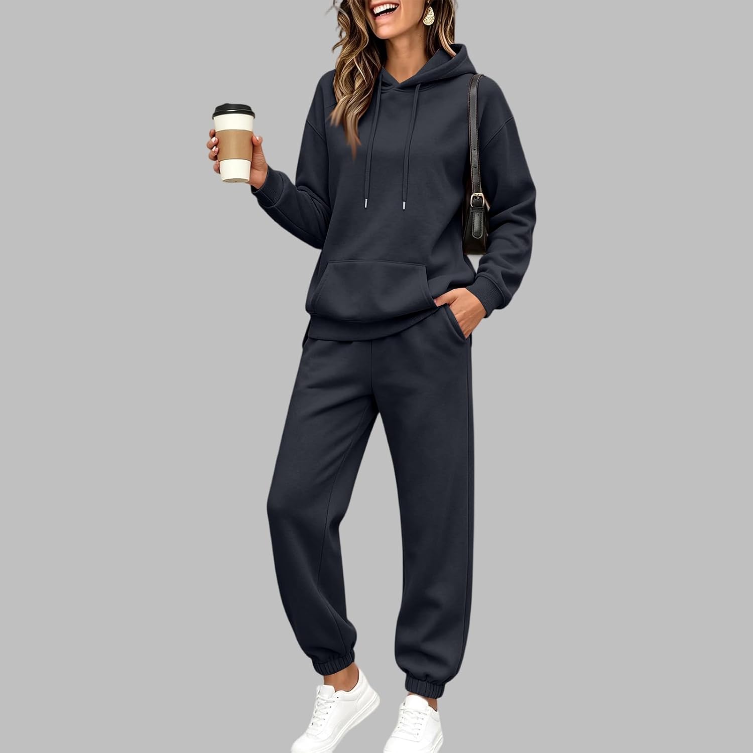 Jogginganzug Damen Mit Kapuze Fleece Trainingsanzug Jogginghose Sweatshirt - Analyse des détails et conception