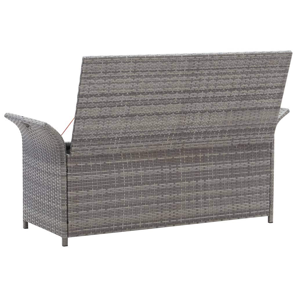 Truhenbank mit Auflage Gartenbank Gartentruhe Kissentruhe Kissenbox Sitzbank Rattanbank Grau 138 x 50 x 60 cm Poly Rattan